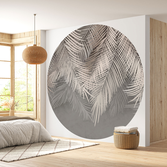 Round / Circle Wall Mural - Wallpaper - Botanical pattern