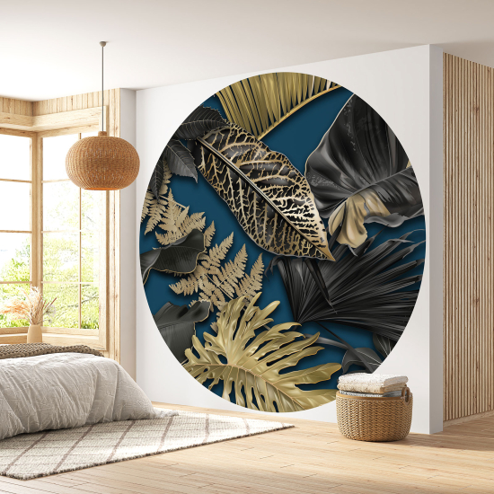 Round / Circle Wall Mural - Wallpaper - Botanical pattern