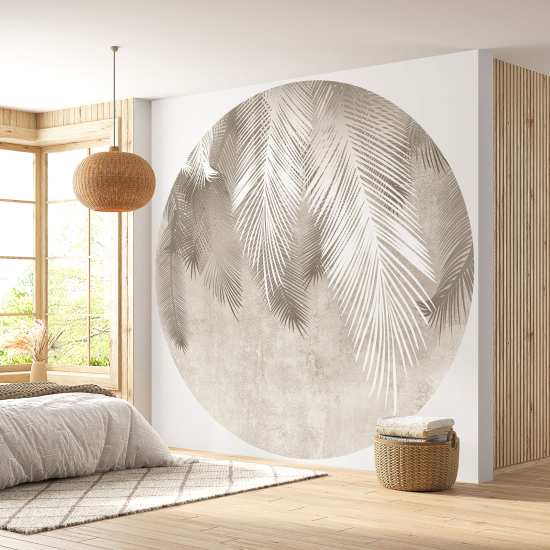 Round / Circle Wall Mural - Wallpaper - Botanical pattern