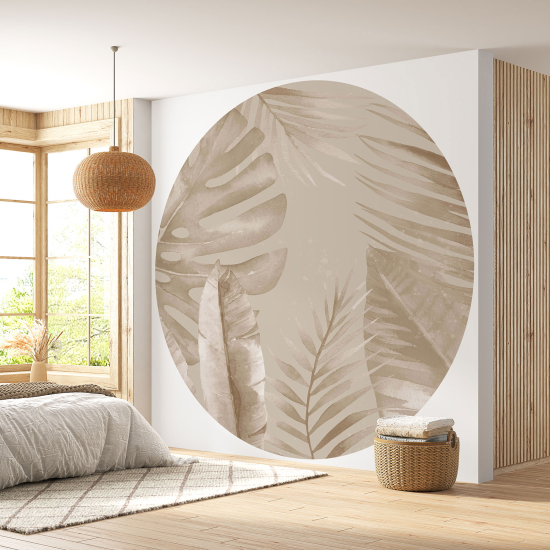 Round / Circle Wall Mural - Wallpaper - Botanical pattern