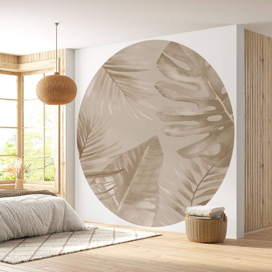 Round / Circle Wall Mural - Wallpaper - Botanical pattern