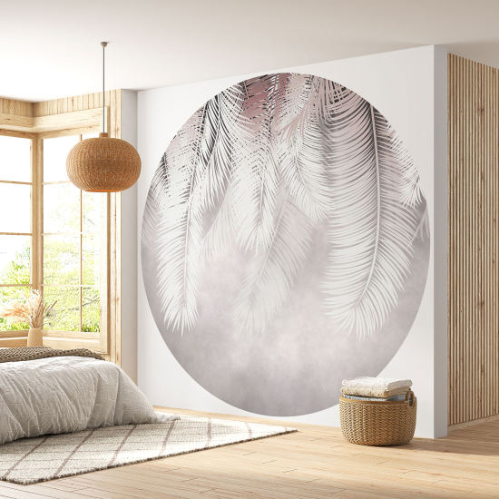 Round / Circle Wall Mural - Wallpaper - Botanical pattern