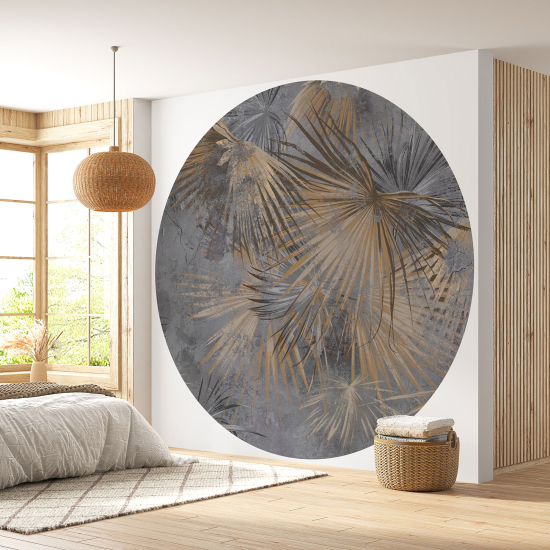 Round / Circle Wall Mural - Wallpaper - Botanical pattern