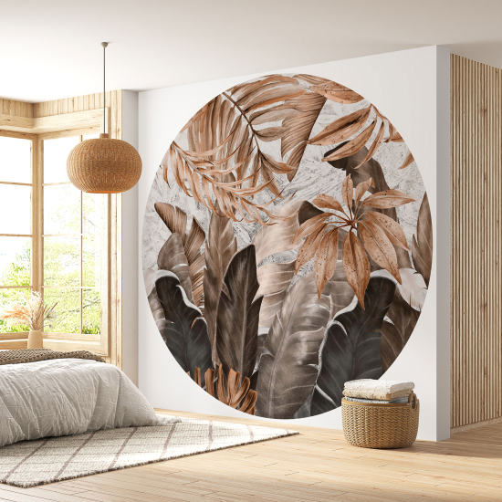 Round / Circle Wall Mural - Wallpaper - Botanical pattern