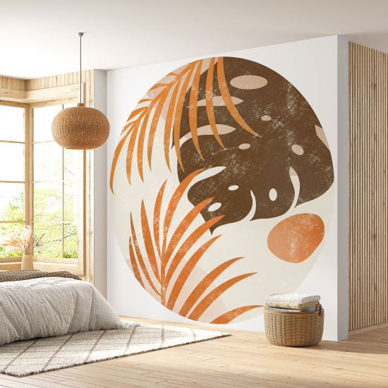 Round / Circle Wall Mural - Wallpaper - Botanical pattern