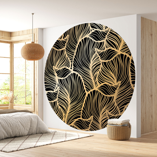 Round / Circle Wall Mural - Wallpaper - Botanical pattern