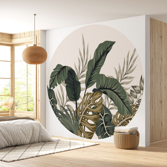 Round / Circle Wall Mural - Wallpaper - Botanical pattern