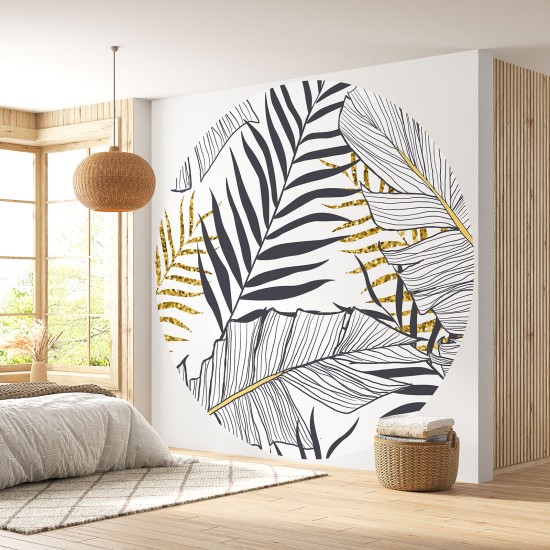 Round / Circle Wall Mural - Wallpaper - Botanical pattern