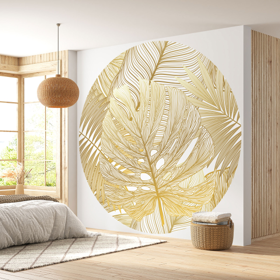 Round / Circle Wall Mural - Wallpaper - Botanical pattern