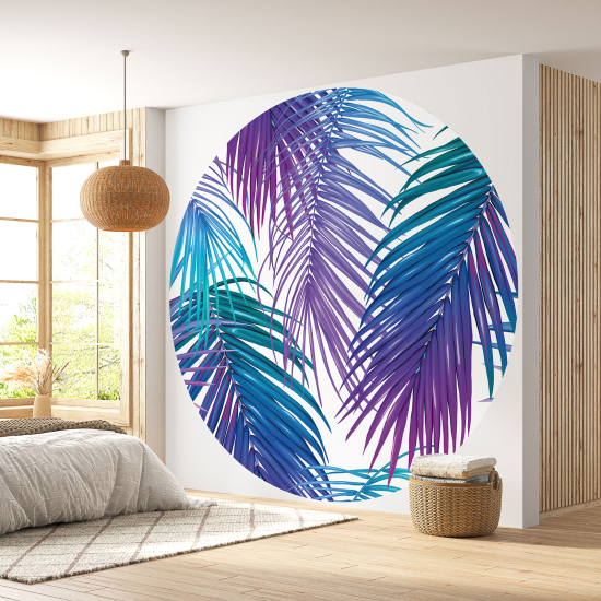 Round / Circle Wall Mural - Wallpaper - Botanical pattern