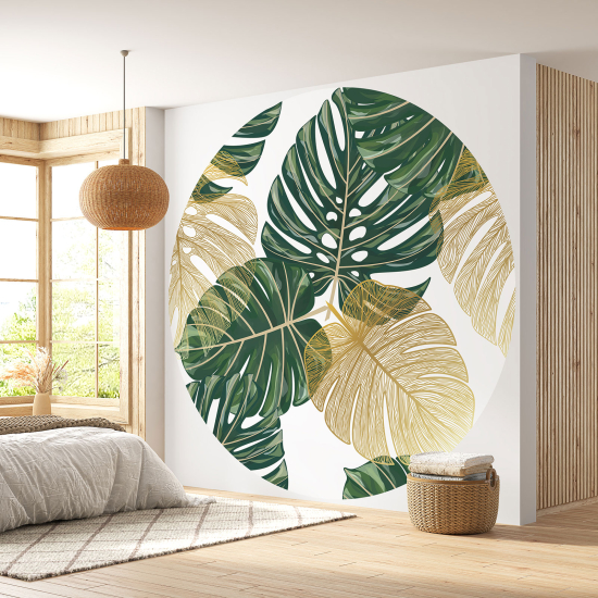 Round / Circle Wall Mural - Wallpaper - Botanical pattern