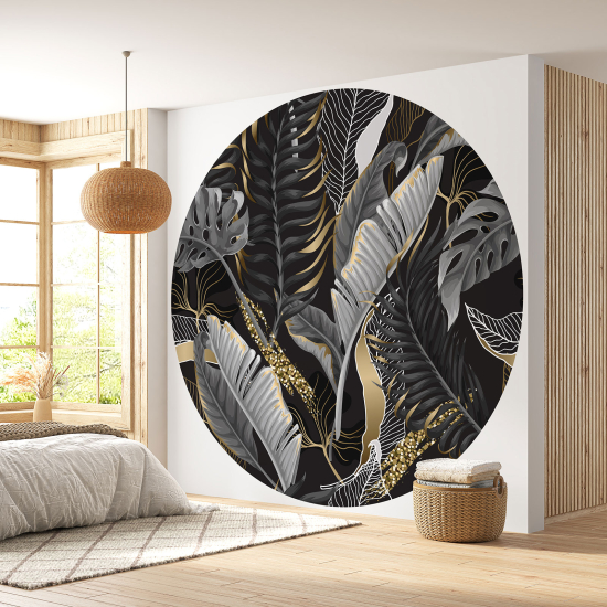 Round / Circle Wall Mural - Wallpaper - Botanical pattern