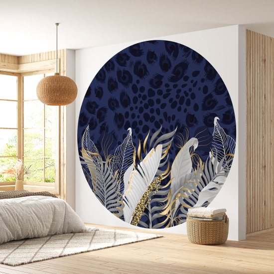 Round / Circle Wall Mural - Wallpaper - Botanical pattern