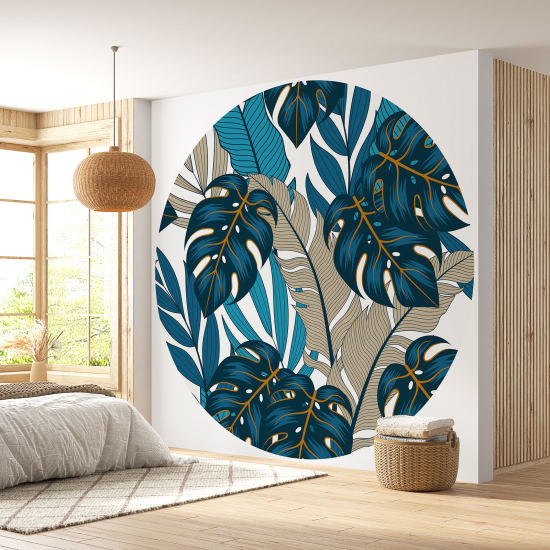 Round / Circle Wall Mural - Wallpaper - Botanical pattern