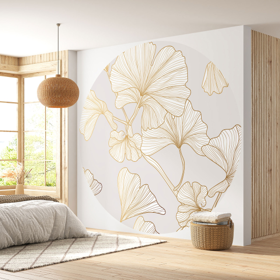 Round / Circle Wall Mural - Wallpaper - Botanical pattern