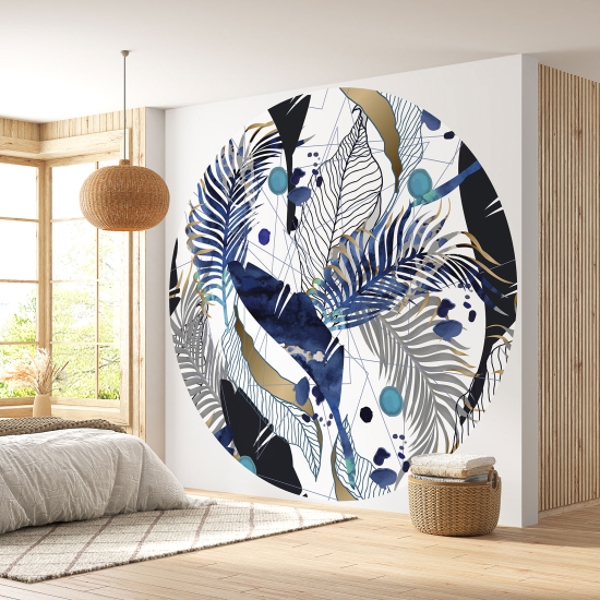 Round / Circle Wall Mural - Wallpaper - Botanical pattern