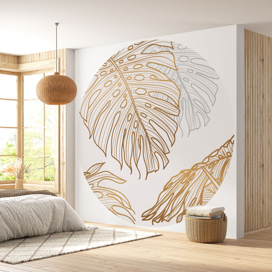 Round / Circle Wall Mural - Wallpaper - Botanical pattern