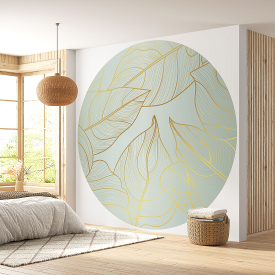 Round / Circle Wall Mural - Wallpaper - Botanical pattern