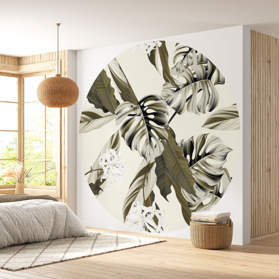 Round / Circle Wall Mural - Wallpaper - Botanical pattern