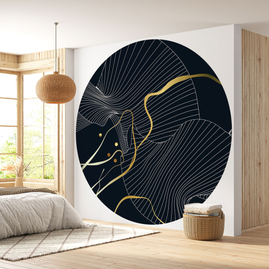 Round / Circle Wall Mural - Wallpaper - Botanical pattern