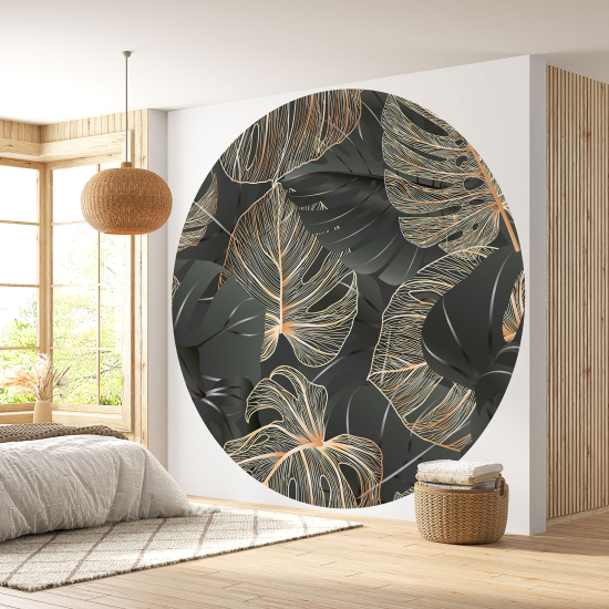 Round / Circle Wall Mural - Wallpaper - Botanical pattern