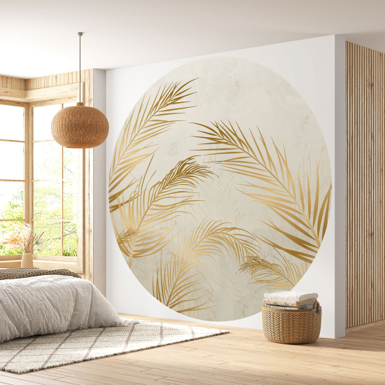 Round / Circle Wall Mural - Wallpaper - Botanical pattern