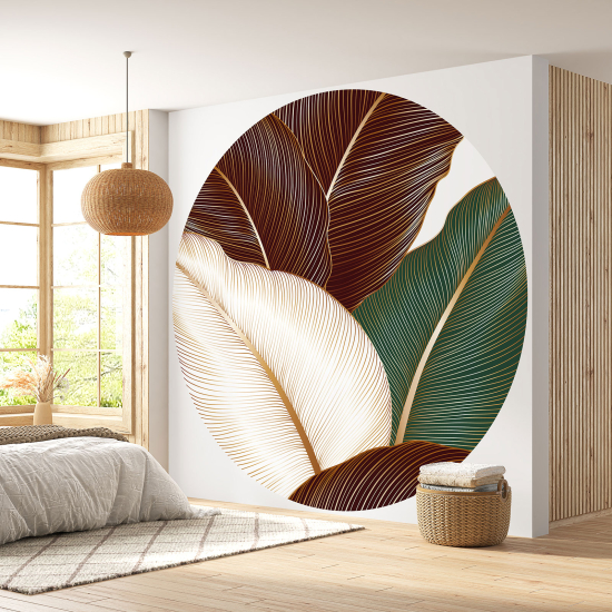 Round / Circle Wall Mural - Wallpaper - Botanical pattern