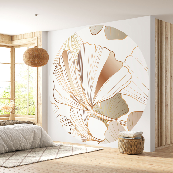 Round / Circle Wall Mural - Wallpaper - Botanical pattern