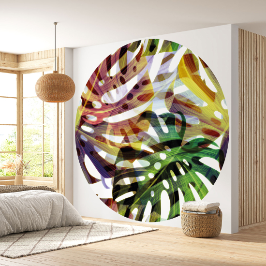 Round / Circle Wall Mural - Wallpaper - Botanical pattern