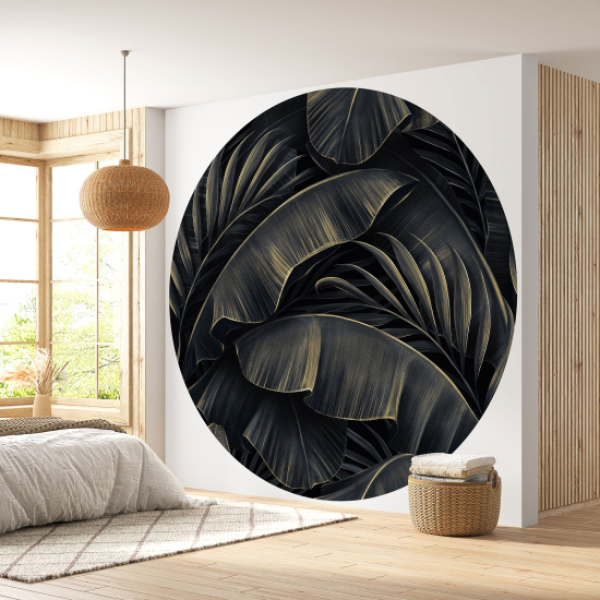 Round / Circle Wall Mural - Wallpaper - Botanical pattern