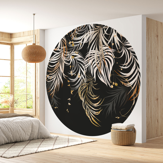 Round / Circle Wall Mural - Wallpaper - Botanical pattern