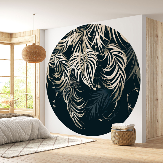 Round / Circle Wall Mural - Wallpaper - Botanical pattern