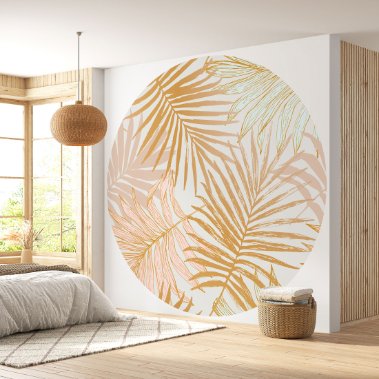 Round / Circle Wall Mural - Wallpaper - Botanical pattern