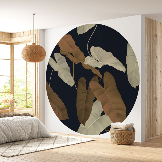 Round / Circle Wall Mural - Wallpaper - Botanical pattern