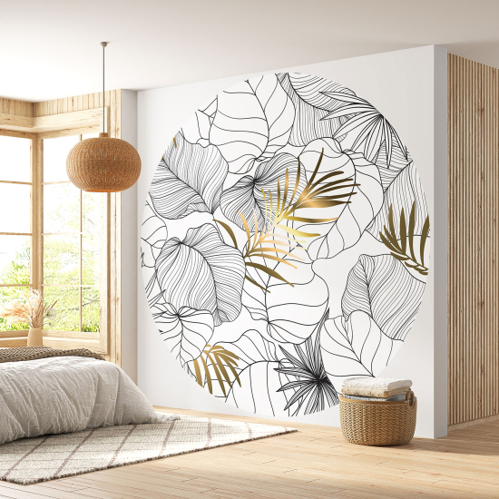 Round / Circle Wall Mural - Wallpaper - Botanical pattern