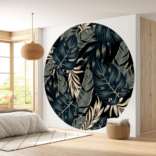 Round / Circle Wall Mural - Wallpaper - Botanical pattern