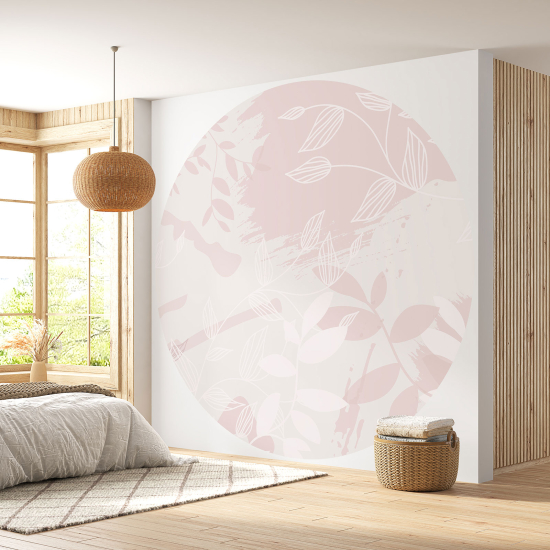 Round / Circle Wall Mural - Wallpaper - Botanical pattern