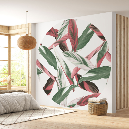 Round / Circle Wall Mural - Wallpaper - Botanical pattern