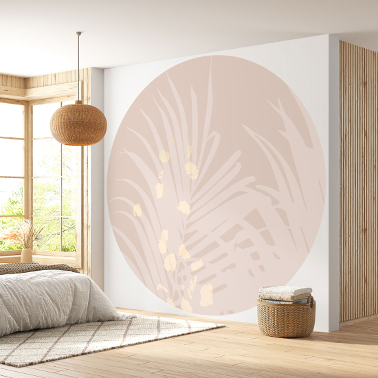 Round / Circle Wall Mural - Wallpaper - Botanical pattern