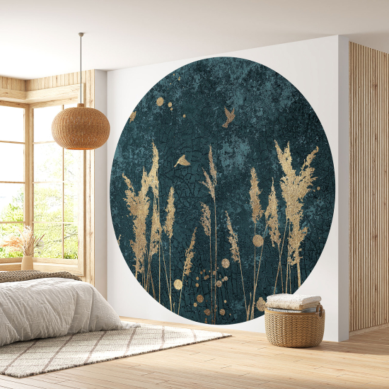 Round / Circle Wall Mural - Wallpaper - Botanical pattern