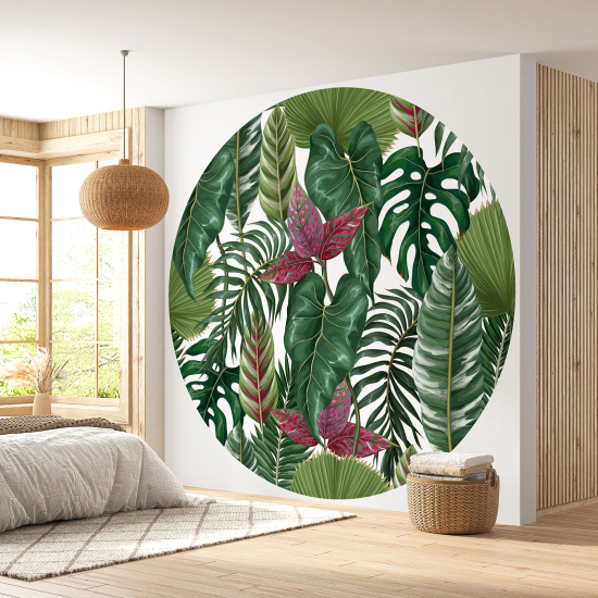 Round / Circle Wall Mural - Wallpaper - Botanical pattern