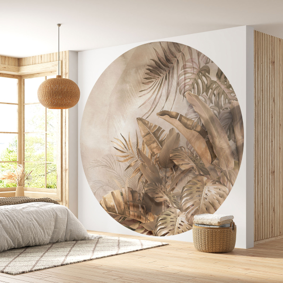 Round / Circle Wall Mural - Wallpaper - Botanical pattern