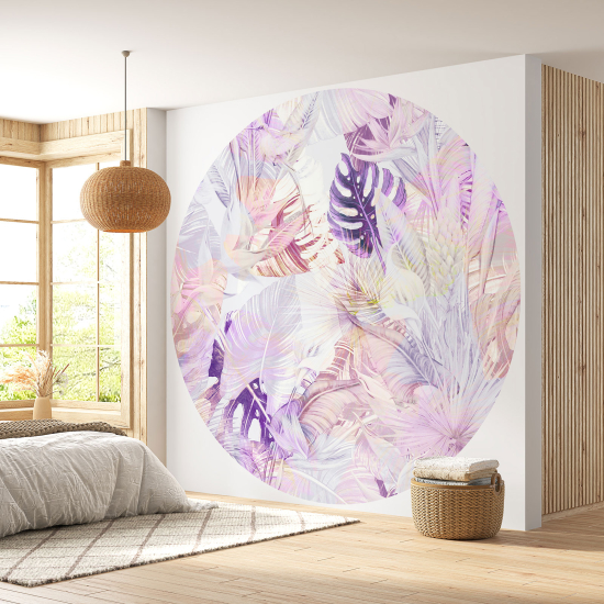 Round / Circle Wall Mural - Wallpaper - Botanical pattern