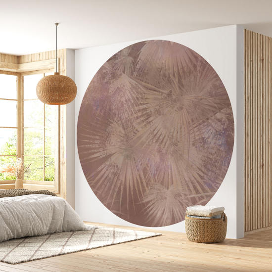 Round / Circle Wall Mural - Wallpaper - Botanical pattern