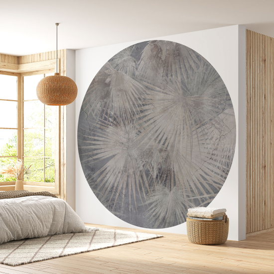 Round / Circle Wall Mural - Wallpaper - Botanical pattern