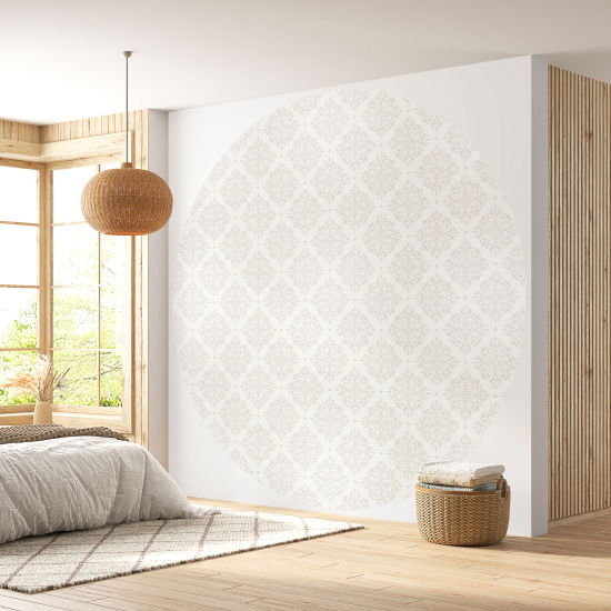 Round / Circle Wall Mural - Wallpaper - Damask Pattern