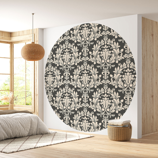 Round / Circle Wall Mural - Wallpaper - Damask pattern