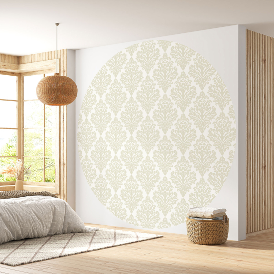 Round / Circle Wall Mural - Wallpaper - Damask Pattern