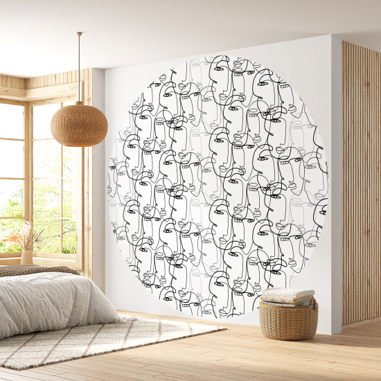 Round / Circle Wall Mural - Wallpaper - Design faces