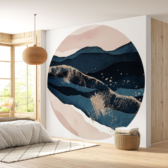 Round / Circle Wall Mural - Wallpaper - Design mountains